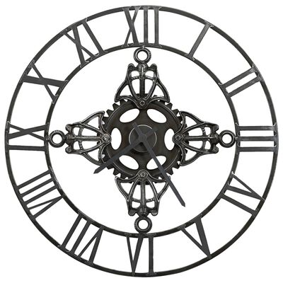 vidaXL Zegar ścienny, srebrny, 78 cm, metal