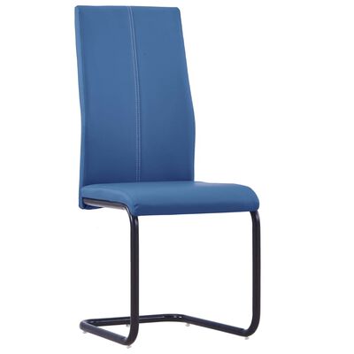 vidaXL Krzesła stołowe, wspornikowe 2 szt., niebieskie, sztuczna skóra