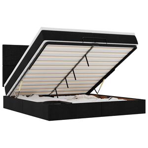 vidaXL Rama ł&oacute;żka otomana z materacami, czarna, 200x200 cm, tkanina