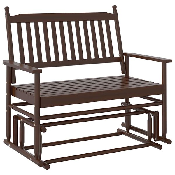 vidaXL Ławka bujana, brązowa, 118x70x104,5 cm, lite drewno topolowe