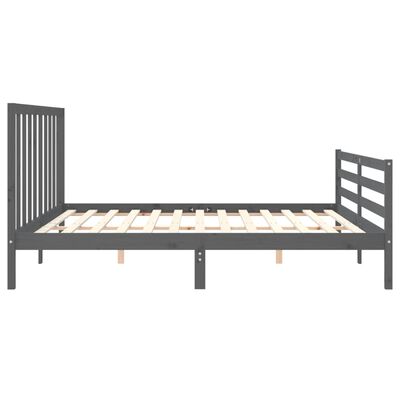 vidaXL Rama łóżka z wezgłowiem, szara, 200x200 cm, lite drewno