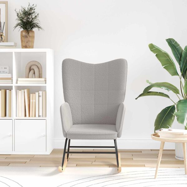 vidaXL Fotel bujany Jasnoszary Tkanina sherpa