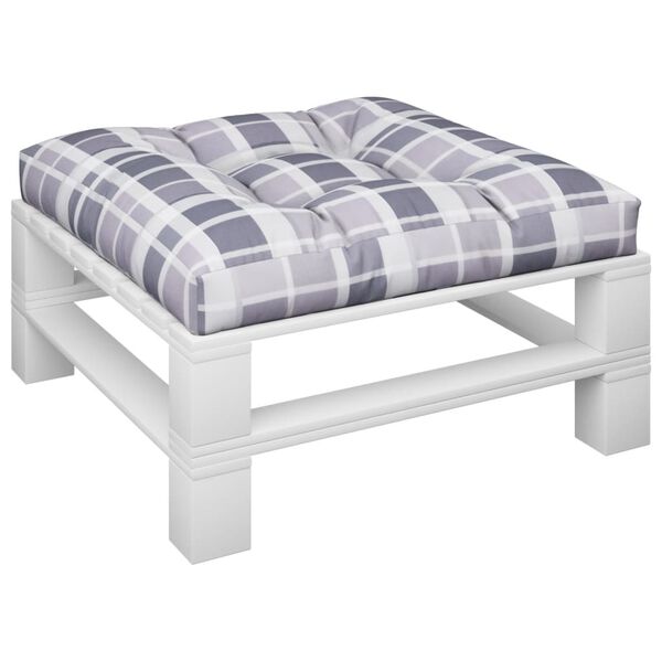 vidaXL Poduszka na paletę, szara krata, 70x70x12 cm, tkanina