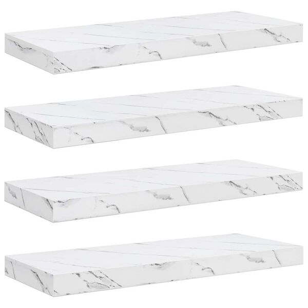 vidaXL P&oacute;łka ścienna 4 pcs Biały marmur 50 x 23 x 4 cm