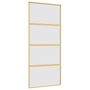 vidaXL Drzwi przesuwne, złote, 90x205 cm, mrożone szkło ESG, aluminium