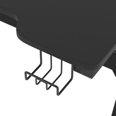 vidaXL Biurko z LED i nogami w kształcie Z, czarne, 110x60x75 cm