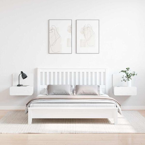 vidaXL Stolik nocny 2 pcs Biały 44 x 32,5 x 40 cm Lite drewno sosnowe