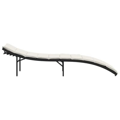 vidaXL Leżak z poduszką, czarny, 55x199x50 cm, polirattan