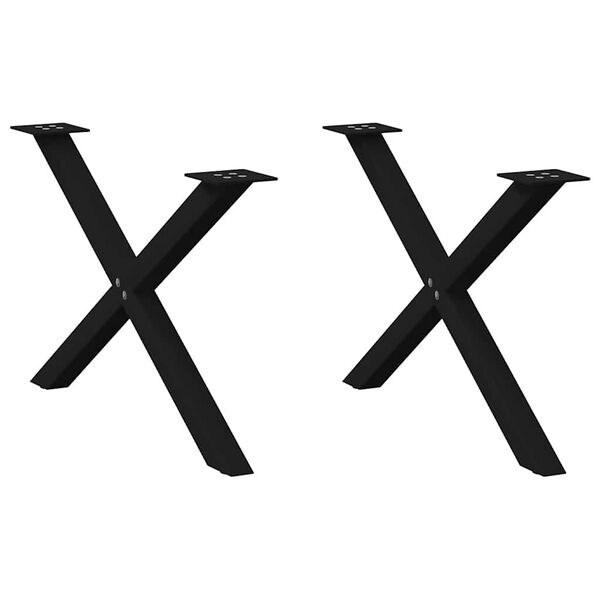 vidaXL Nogi do stolika kawowego w kształcie litery X 2 szt. Czarne 70x(42-43) cm Stal