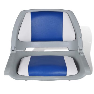 vidaXL Składany fotel na łódź, biało-niebieski z poduszką, 48x51x41 cm