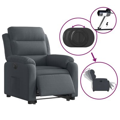 vidaXL Elektryczny, podnoszony fotel rozkładany, ciemnoszary, aksamit