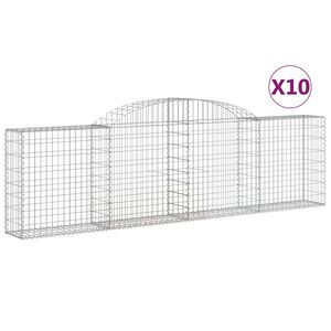 vidaXL Kosze gabionowe, 10 szt, 300x30x80/100 cm, galwanizowane żelazo