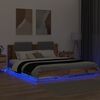 vidaXL Rama ł&oacute;żka z wezgłowiem Ze LED Lights Stare drewno 200 x 200 cm