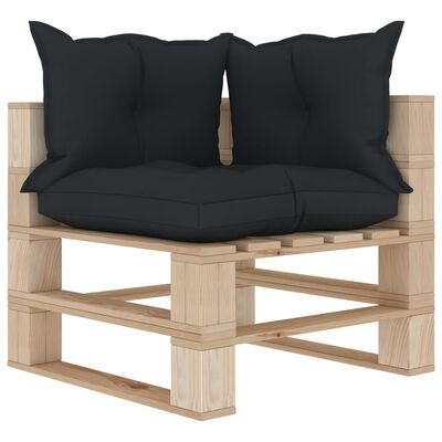 vidaXL Ogrodowa sofa 2-osobowa z palet, antracytowe poduszki, drewno