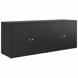 vidaXL Szafka ogrodowa, czarna, 198x55,5x80 cm, polirattan