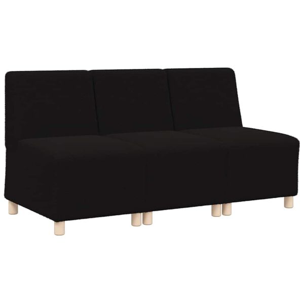 vidaXL Modułowa sofa bez podłokietnik&oacute;w 3 pcs Czarny 55 x 74 x 82 cm