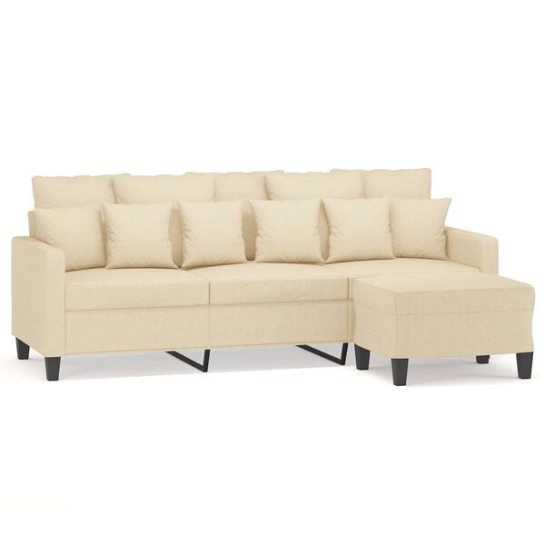 vidaXL Sofa 3-osobowa, kremowa, 180 cm, tapicerowana tkaniną