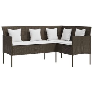 vidaXL Sofa w kształcie litery L, z poduszkami, polirattan, brązowa