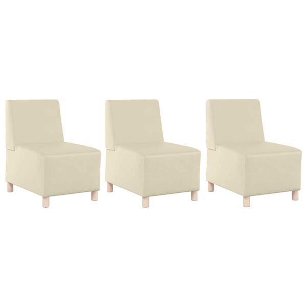 vidaXL Modułowa sofa bez podłokietnik&oacute;w 3 pcs Kremowy 55 x 74 x 82 cm