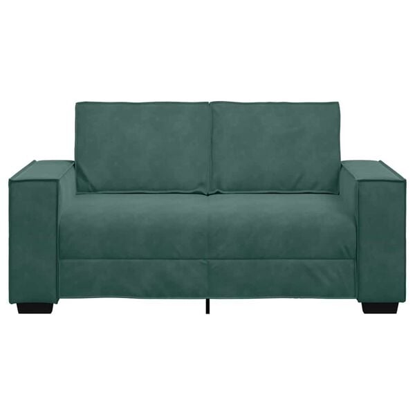 vidaXL Sofa 2-osobowa, ciemnozielona, 160x78x84 cm, tapicerowana aksamitem