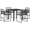 vidaXL Zestaw do jadalni w ogrodzie 5 pcs Czarny polirattan