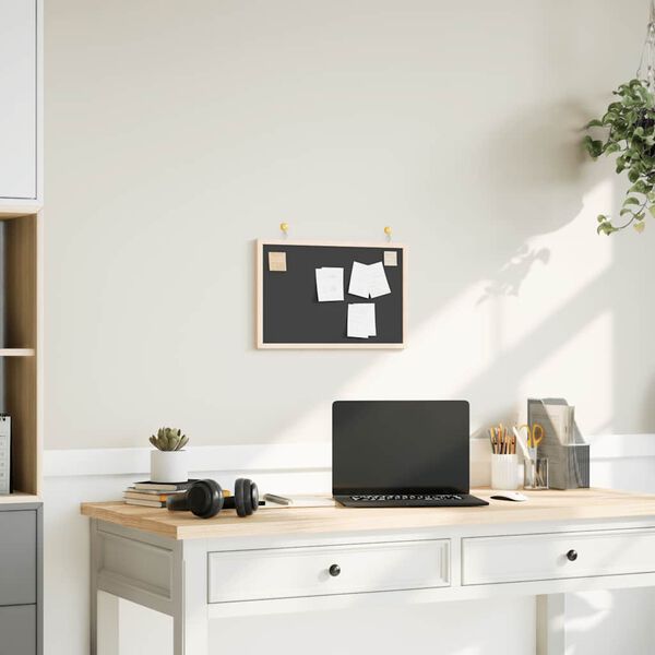 vidaXL Tablica kredowa z ramą z litego drewna sosnowego, czarna