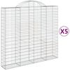vidaXL Kosze gabionowe, 5 szt, 200x50x180/200 cm, galwanizowane żelazo