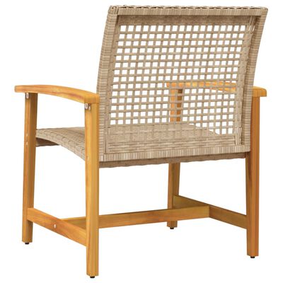 vidaXL Krzesła ogrodowe, 2 szt., beżowe, polirattan i drewno akacjowe