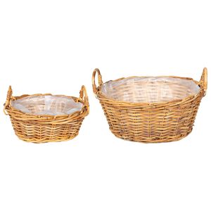 vidaXL Koszyk na rośliny GENDT 2 szt. Naturalny Brąz Rattan Kubu