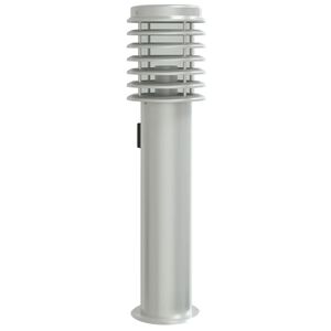 vidaXL Lampa ogrodowa na słupku, z gniazdkiem, srebrna, 60 cm, stal