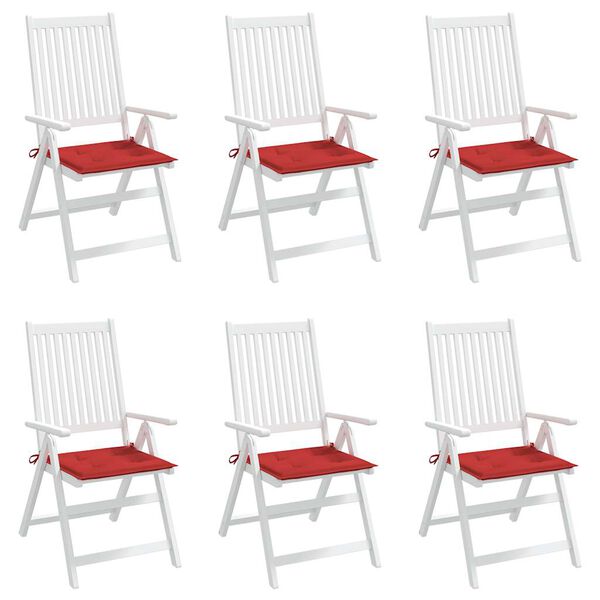 vidaXL Poduszki na krzesła ogrodowe, 6 szt., czerwone, 40x40x4 cm