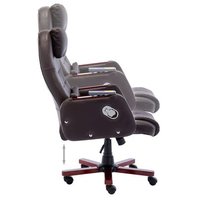 vidaXL Krzesło biurowe z funkcją masażu, brązowe, sztuczna skóra