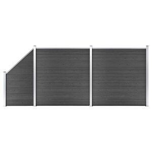 vidaXL Zestaw ogrodzeniowy z WPC, 446x(105-186) cm, czarny