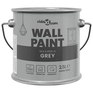vidaXL Farba do ścian Szary 2,5 L Wydruk na ścianie