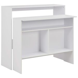 vidaXL St&oacute;ł barowy z 2 blatami, biały, 130 x 40 x 120 cm