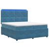vidaXL Ł&oacute;żko z box spring LED z materacem niebieski 200 x 200 cm Welur