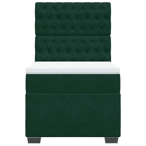 vidaXL Ł&oacute;żko kontynentalne z materacem, zielone, aksamit, 90x200 cm