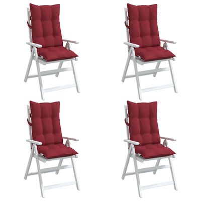 vidaXL Poduszki na krzesła z wysokim oparciem, 4 szt., winna czerwień