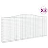 vidaXL Kosze gabionowe, 3 szt, 400x30x160/180 cm, galwanizowane żelazo