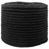 vidaXL Lina Bawełniana 10 mm 100 m Czarny 100% bawełna