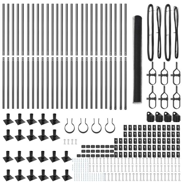 vidaXL Słupek ogrodzeniowy. Szary 50 x 1,6 m (12 mm siatka) Stal i PVC