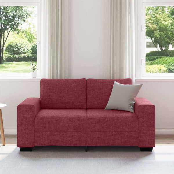vidaXL Sofa 2-osobowa w kolorze czerwonego wina 160x77x82 cm Tkanina