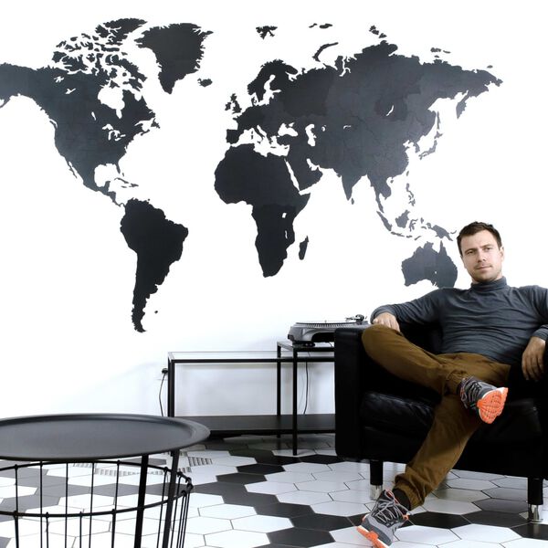 MiMi Innovations Drewniana mapa świata Giant, czarna, 280x170 cm