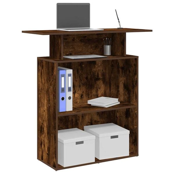 vidaXL Biurko recepcyjne dąb wędzony 100x40x104 cm Drewno klejone