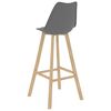 vidaXL Stołki barowe, 2 szt., szare, PP i lite drewno bukowe