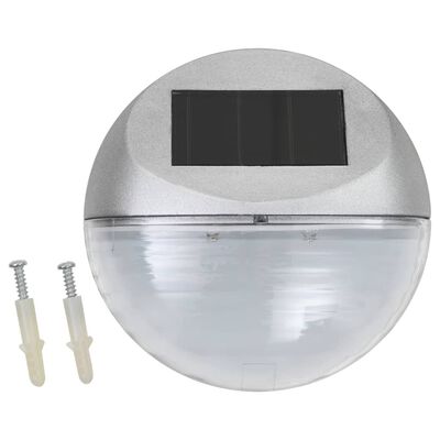 vidaXL Ścienne lampy solarne LED na zewnątrz, 12 szt, okrągłe, srebrne