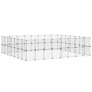 vidaXL Klatka dla zwierząt z bramką, 60 paneli, czarna, 280x245x70 cm, stal
