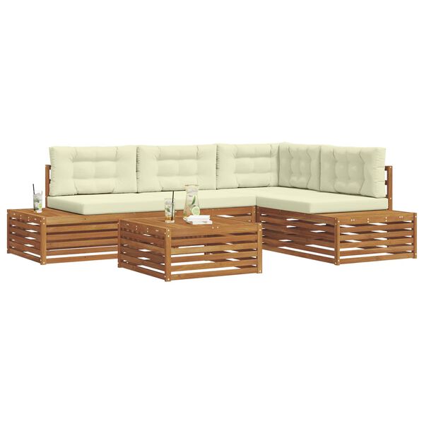 vidaXL Zestaw sof na zewnątrz z poduszką 5 Sztuka Naturalny i Kremowy