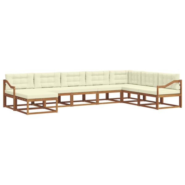 vidaXL Zestaw sof na zewnątrz z poduszką 8 pcs Naturalny i Kremowy