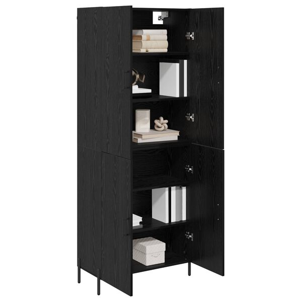 vidaXL Highboard Czarny Dąb 69,5 x 34 x 180 cm Materiał drewnopochodny